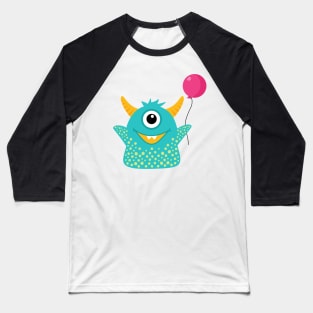 Cute Little Monster with Balloon Baseball T-Shirt